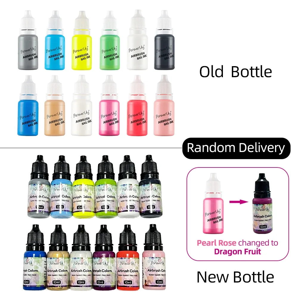 12 couleurs 10ML aérographe encre à ongles pour aérographe Spray vernis à ongles Art peinture utiliser encres pigmentées Kit aérographe outil de