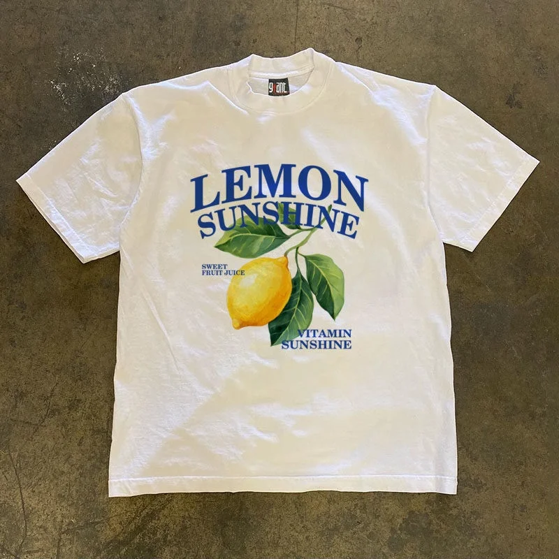 Pure Cotton Double Thread Loose Short Sleeve T-Shirt Unisex Breathable Comfortable Retro American Style for Couples