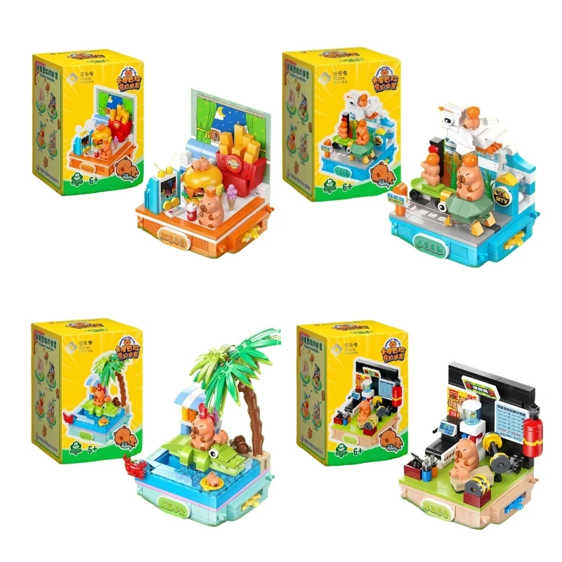 Capibala's Daily Life Building Blocks Desktop Decoration Assembly Models Toys Kawaii Birthday Gifts Puzzle Building Blocks