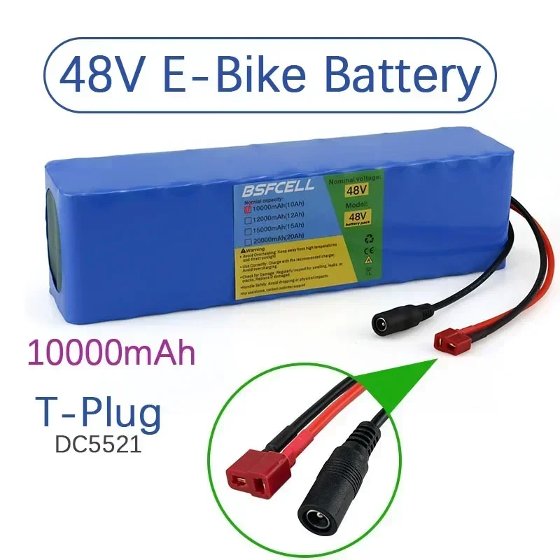 48V E-Bike Battery T-Plug Connector and BMS Li-ion 10Ah For Electric bicycle