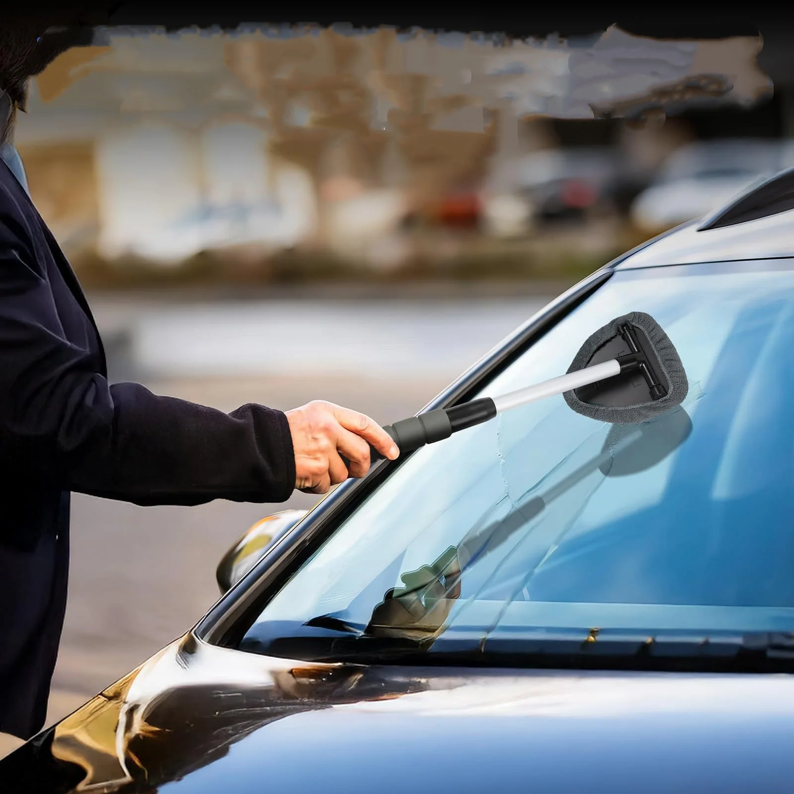 Telescopic Car Windshield Water Scraping Car Window Wiper Auto Cleaning Tools Window Cleaning Brush Cleaning Cloth