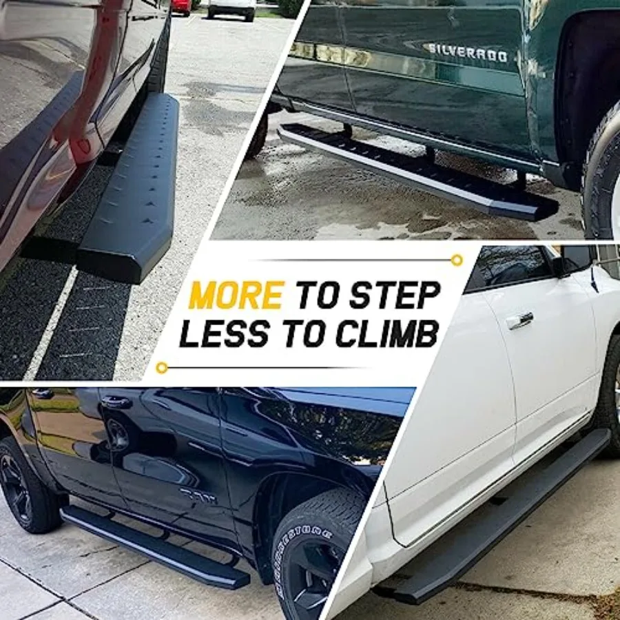 لوحات تشغيل 6 بوصة مناسبة مخصصة لـ 20242025 Toyota Tacoma Double Cab 4 أبواب خطوات جانبية قضبان Nerf محكم أسود شديد التحمل A #6