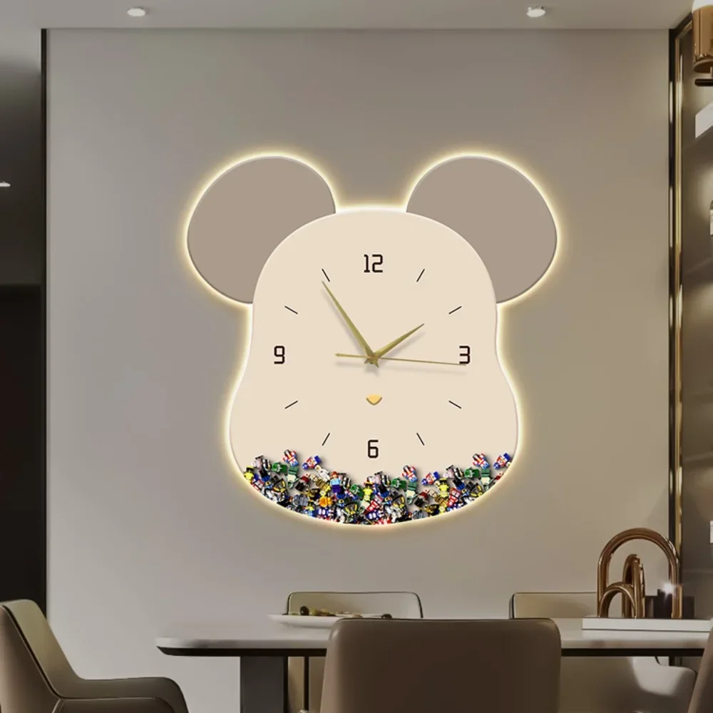 

Violent Bear Wall Clock with LED Light, Silent Quartz Clocks for Home, Living Room Fashion Watch, Hanging Wall, Modern Design, 4