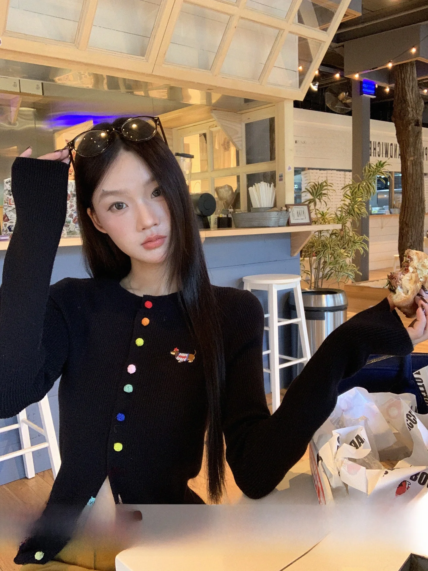 

Приталенный вязаный кардиган в корейском стиле для женщин, весенняя мода, черный цвет, прямой крой, с длинными рукавами, рубашка-пальто