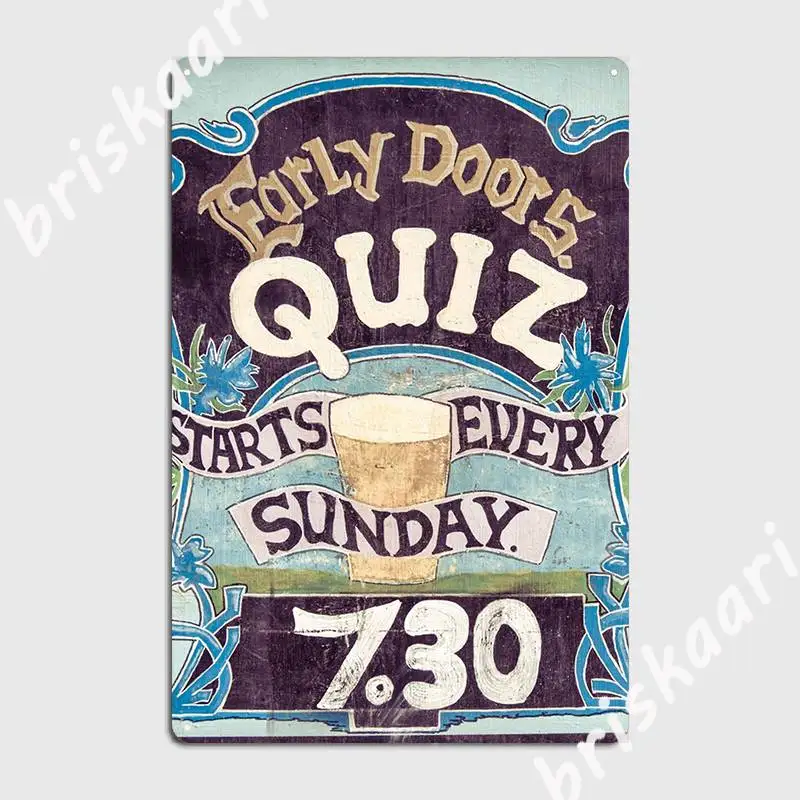 Close Up On Colorful British Pub Quiz Sign Poster Metal Plaque Design Cinema Kitchen Wall Decor Party Tin Sign Poster