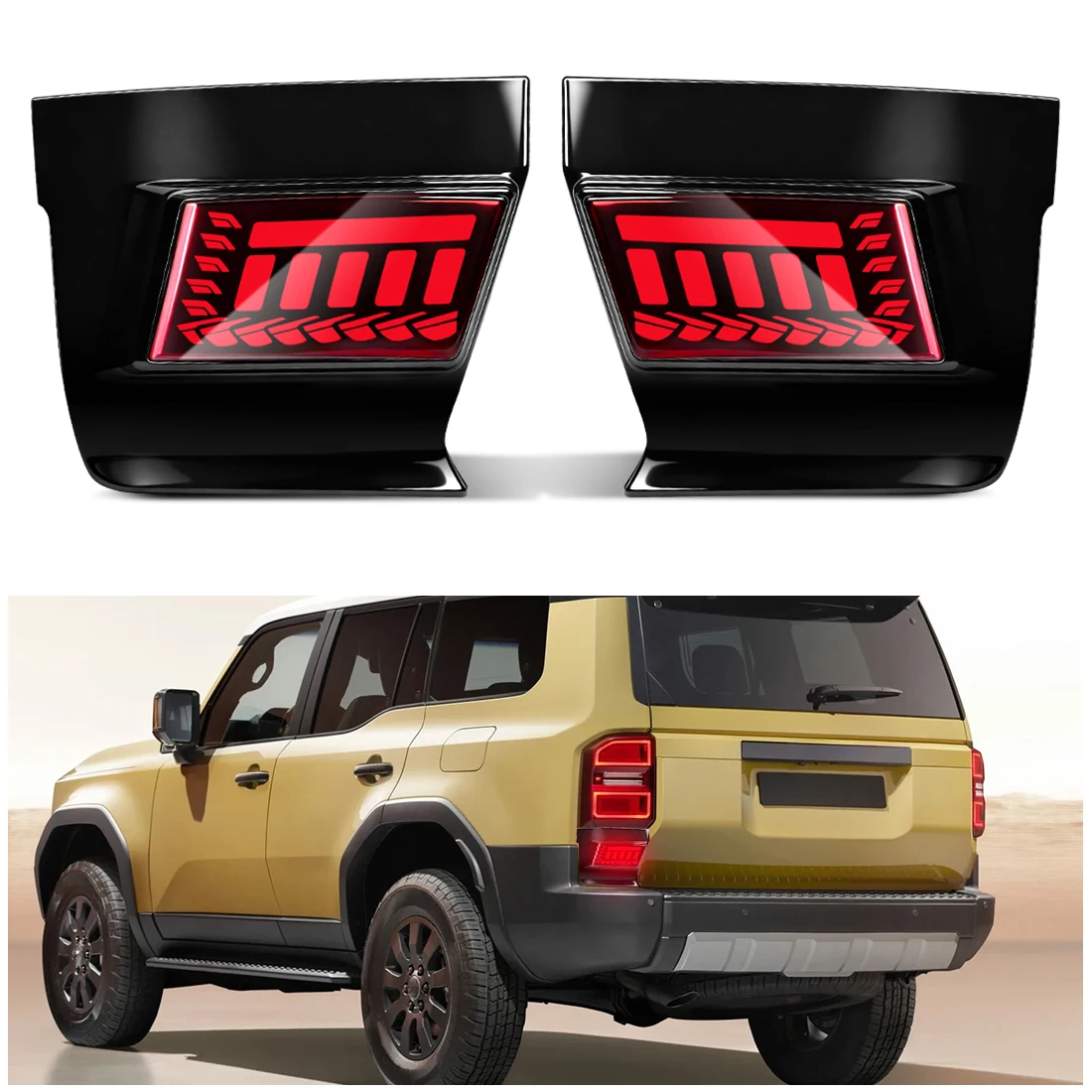 

2pcs Tail Lamp For Toyota Land Cruiser 250 Prado LC250 2024 2025 LED Rear Bumper Light DRL Rear Fog Lamp Turn Signal Brake Light