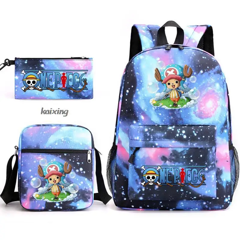 

Fashion Backpacks Anime One Piece 3Pcs Set Backpack 3D Prints Knapsack Teen Girls Boys Cute Travel Bagpack Children School Bags