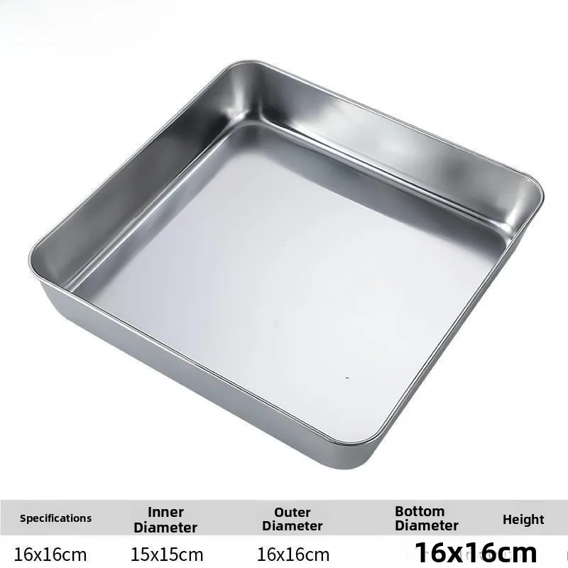 Bandeja cuadrada de acero inoxidable 304, bandeja plana para pastelería, bandeja para barbacoa, arroz, fideos, restaurante comercial, bandeja para servir