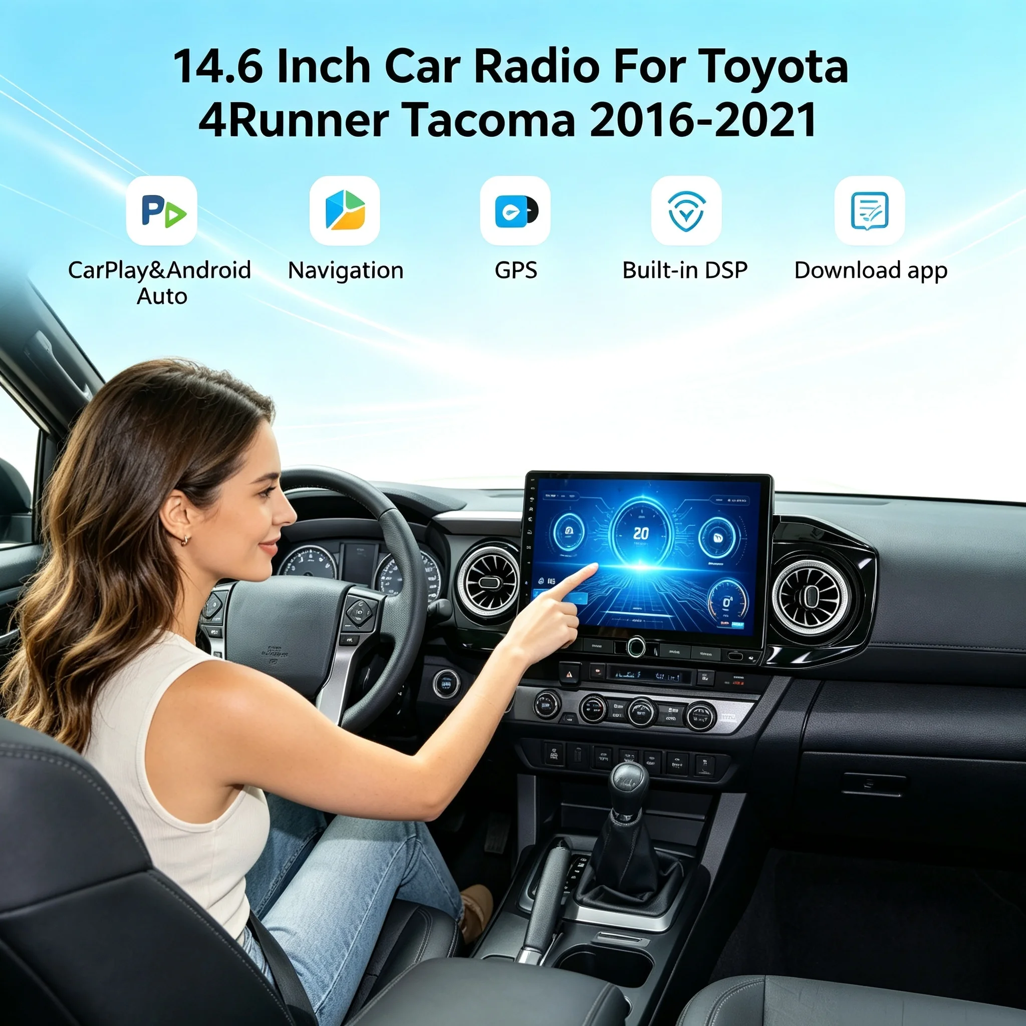 14.6 Inch Android Car Tape Recorder Radio For Toyota 4Runner Tacoma 2016-2021 GPS Navi Carplay Multimedia Player BT5.0 Head Unit