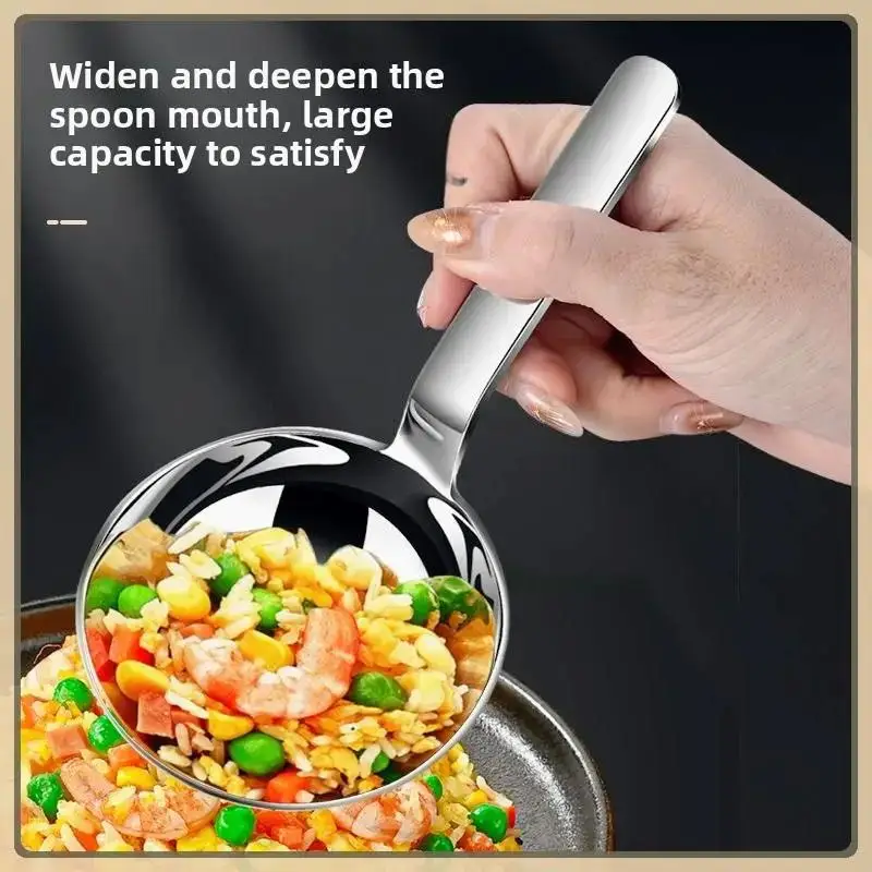 1PC Stainless Steel Deepen Tablespoons Soup Ladle Short Handle Large Ramen Bouillon Spoon Kitchen Tableware Cooking Utensils