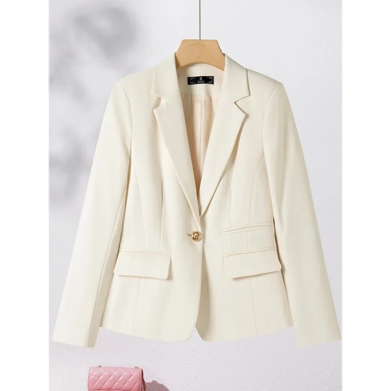 Black Khaki Women Suit Blazer Ladies Jacket Female Long Sleeve Single Button Solid Work Wear Formal Coat For Autumn Winter