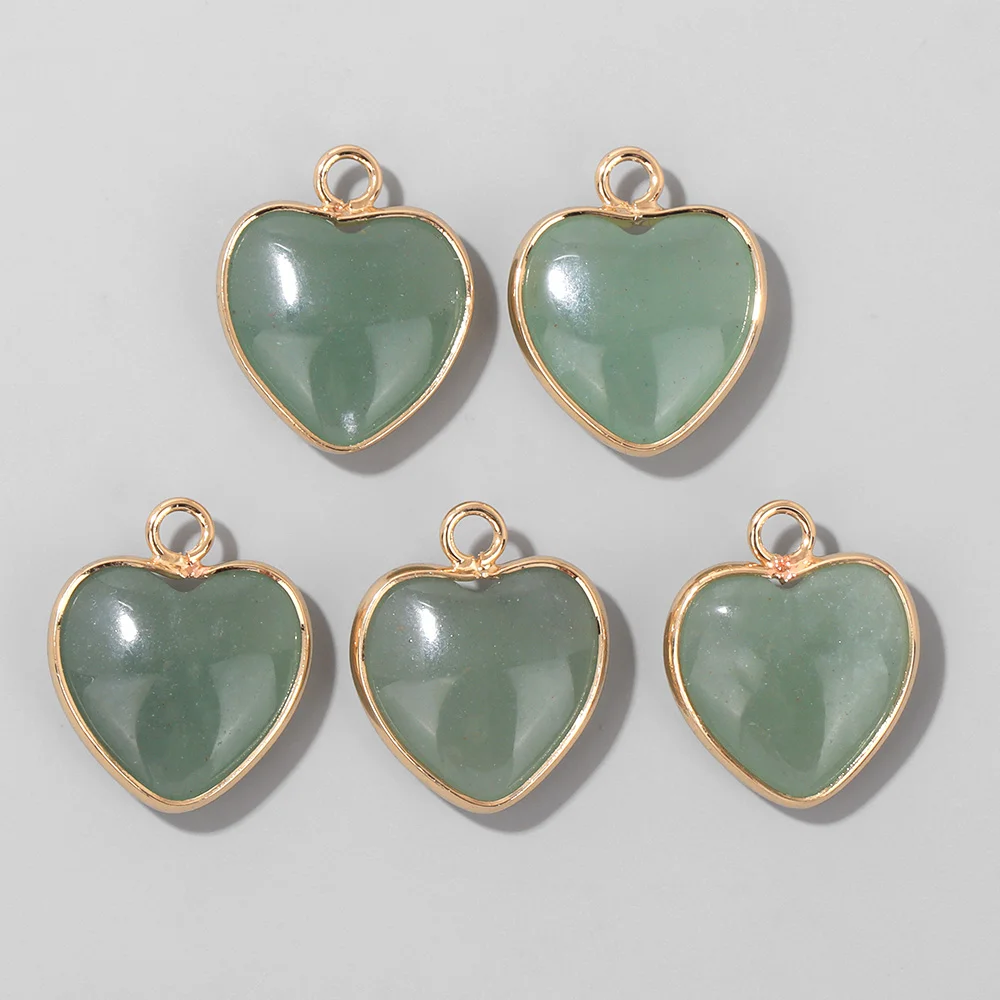 Cute Heart Shape Stone Pendant Natural Gem Charm