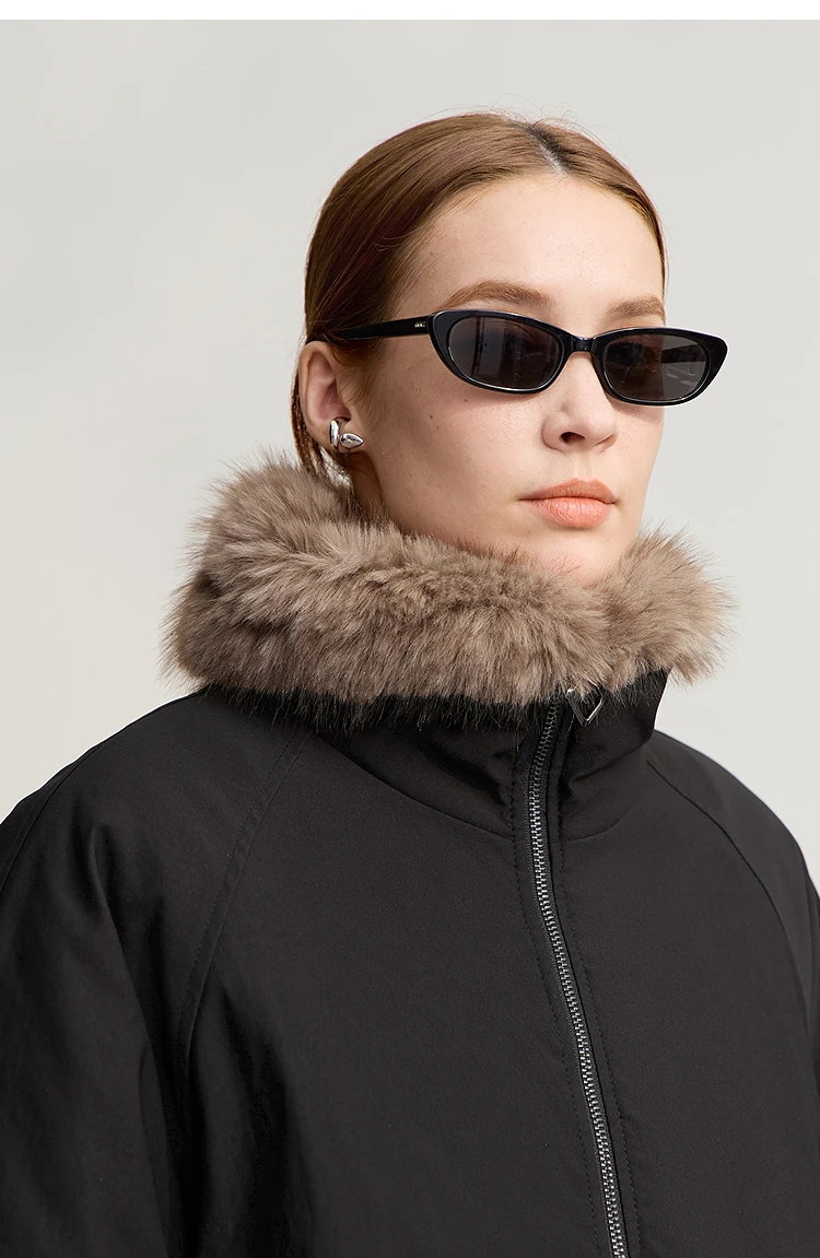 AMII Women's Jacket 2025 Winter New Loose Medium And Long Fur Collar Long Sleeve Zipper Casual Warm Parkas Jacket Woman 12544100