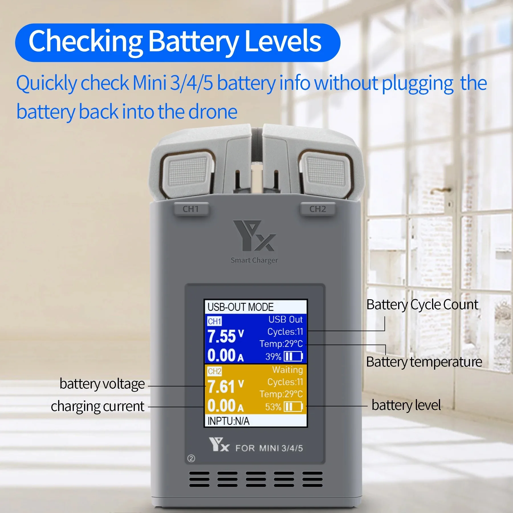 

Digital Display Screen Charger For DJI MINI 5/4/3 Pro Drone Battery Butler 100W Fast Charging Hub for Mini5 Power Bank Accessory
