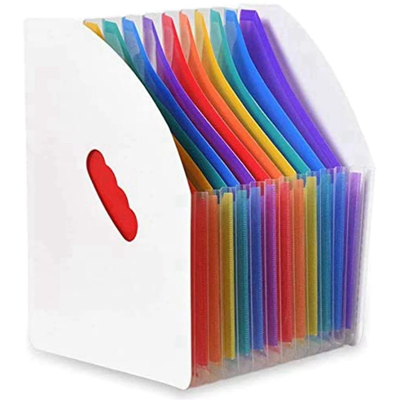 Top-Extended File Holder Folder Vertical A4 Vertical File Storage Basket Desktop 13 Pocket File Holder
