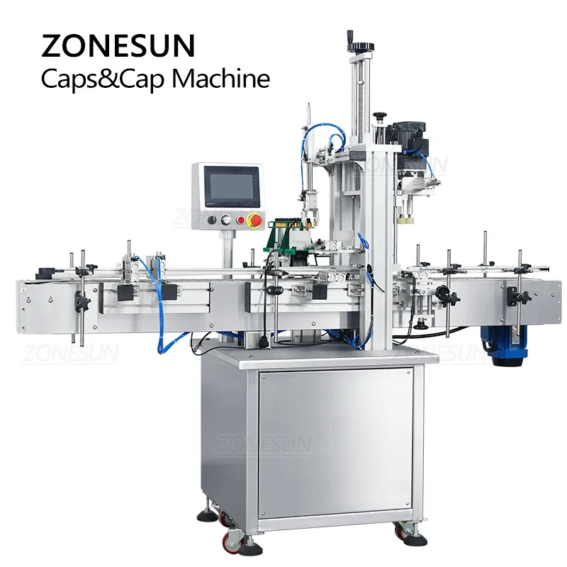 ZONESUN-máquina taponadora automática de botellas de vidrio con cuentagotas, aceite esencial de esmalte de uñas, alimentador de tapa vibratoria personalizable, ZS-XG16E