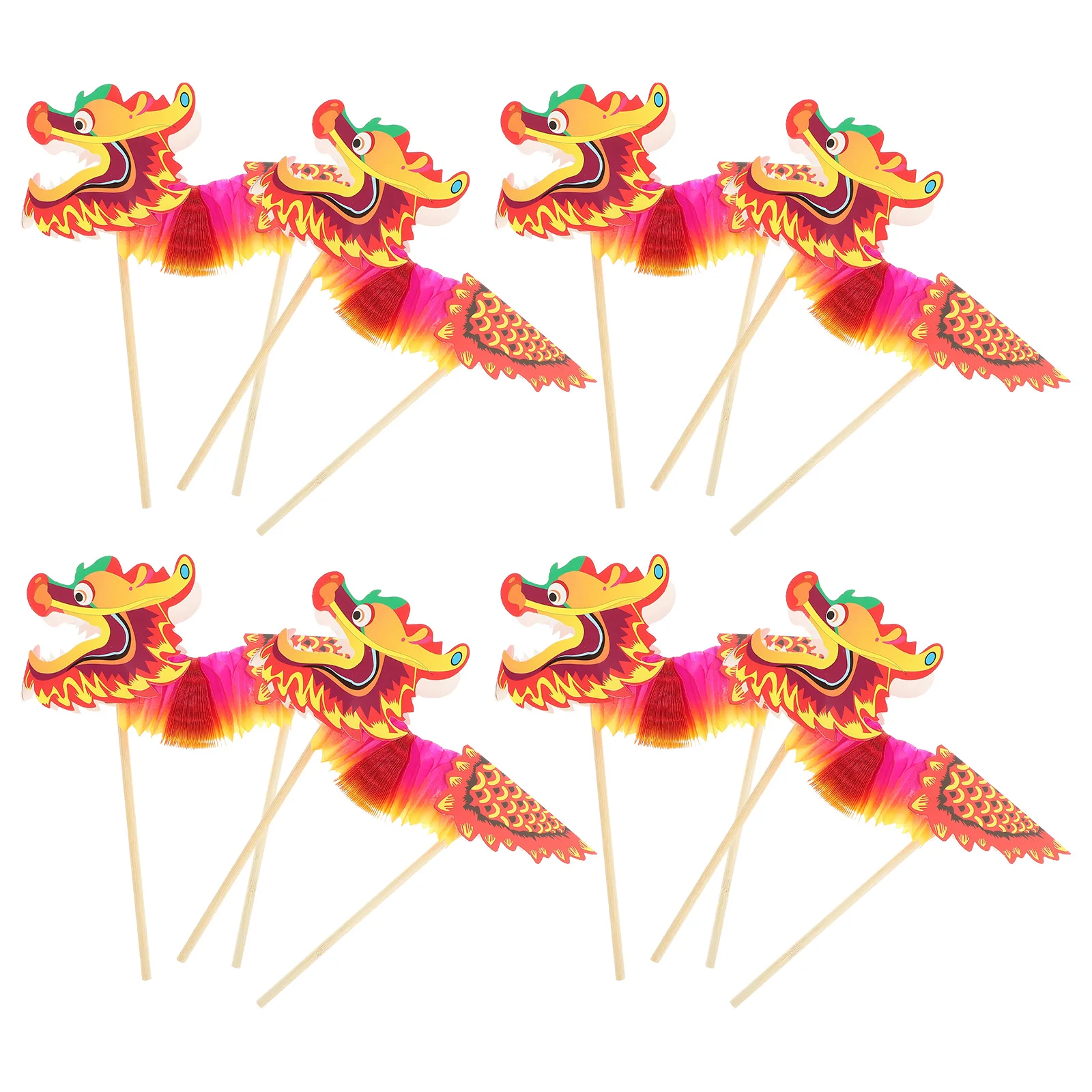 

8 Pcs Dragon Head Props Decoration Kids Toys Chinese Paper Decorations Lunar New Year