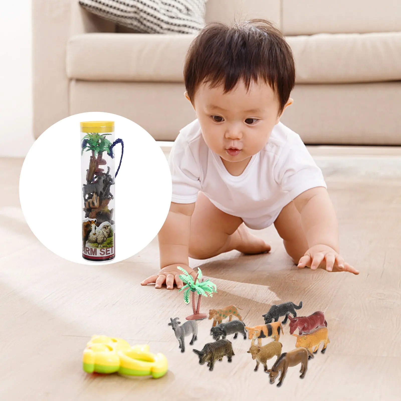 

12Pcs Farm Wildlife Mini Set Realistic Design for Pretend Play Educational Learning Kids Developmental Activities Home Schooling