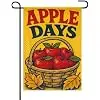 Wicker Apples Garden Flag 12x18 Inch Accent Apple Basket Yellow Background Maple Leaves Display Days Poster Style Polyester  llz