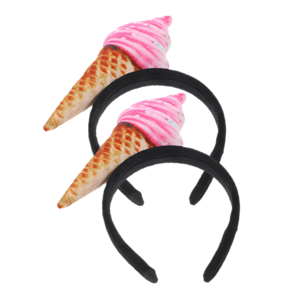 2 Pcs Ice Cream Headband Fun Woman for Women Hair Decorations Holiday Accessories Festival Face Wash