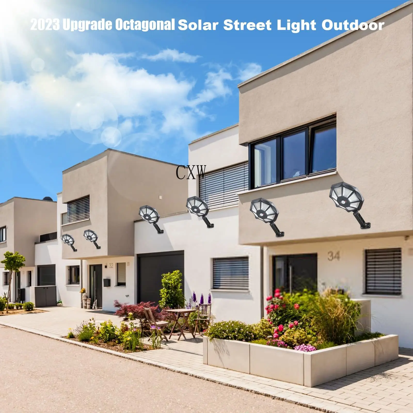 

Outdoor Solar Street Lights with Sensor 168 LEDs Large Lighting Range Wall Light Solar Powered Yard Lighting