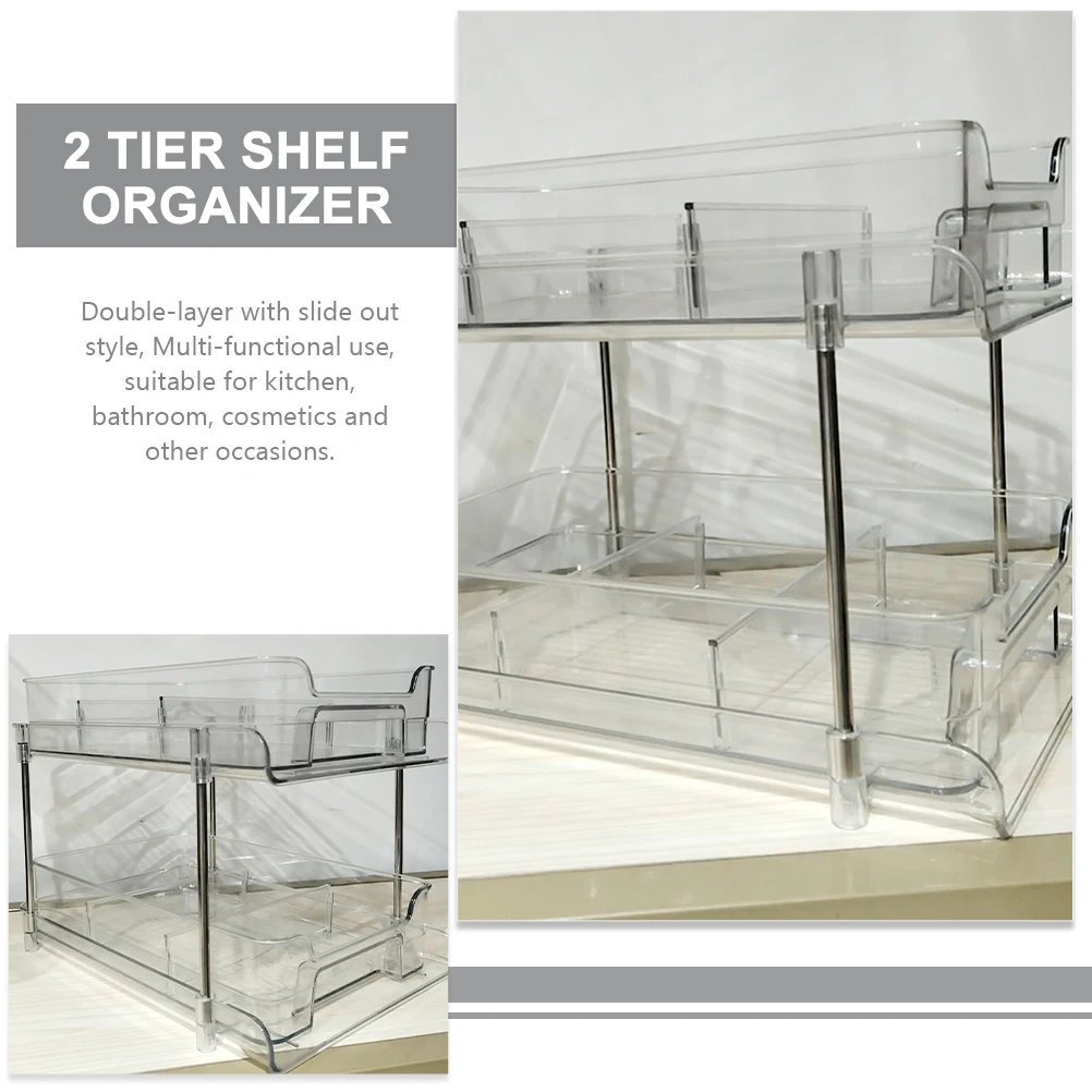 

2-уровневый ящик для хранения ящиков 29x21,2x22 см, двухслойный под раковиной, полка для ванной комнаты, столешница, кухонный пластик