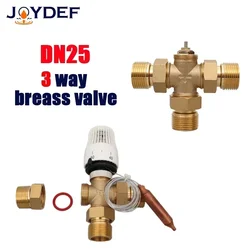 DN25 three-way mixing valve with M30 * 1.5 constant temperature capillary remote sensor set range 30-70 ° C