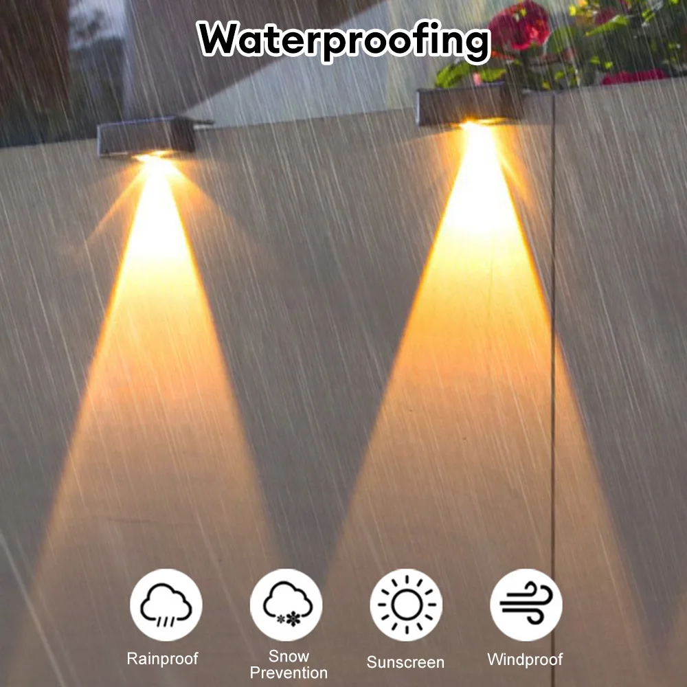 Solar Wall Light Outdoor Waterproof Led Solar Lamp for Railing Stairs Step Fence Yard Patio and Pathway Garden Street Lighting