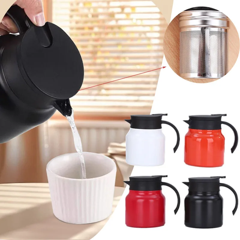 800ml/1000ml Stainless Steel Thermos TeaPot with Tea Strainer Leak-Proof Coffee Tea Kettle Teapots Teaware for Home and Office