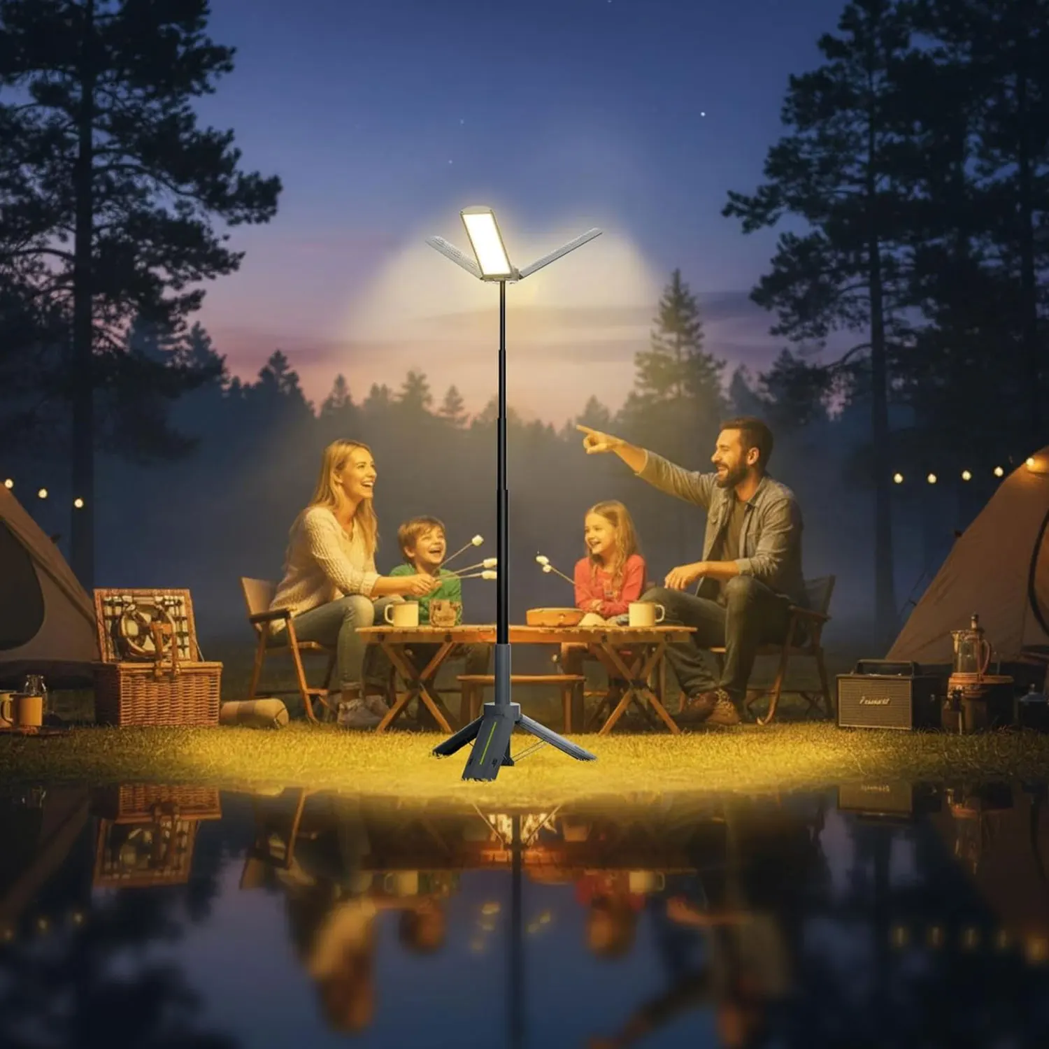 Telescopic Camping Lantern With 40" Stand, 8000mAh Rechargeable Work Light,1000LM Flashlight,Waterproof Tripod Base,Dimmable LED image 6