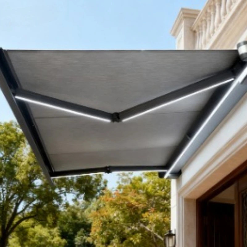 Heavy duty full box automatic retractable awning outdoor terrace intelligent shrinkage awning villa balcony retractable canopy