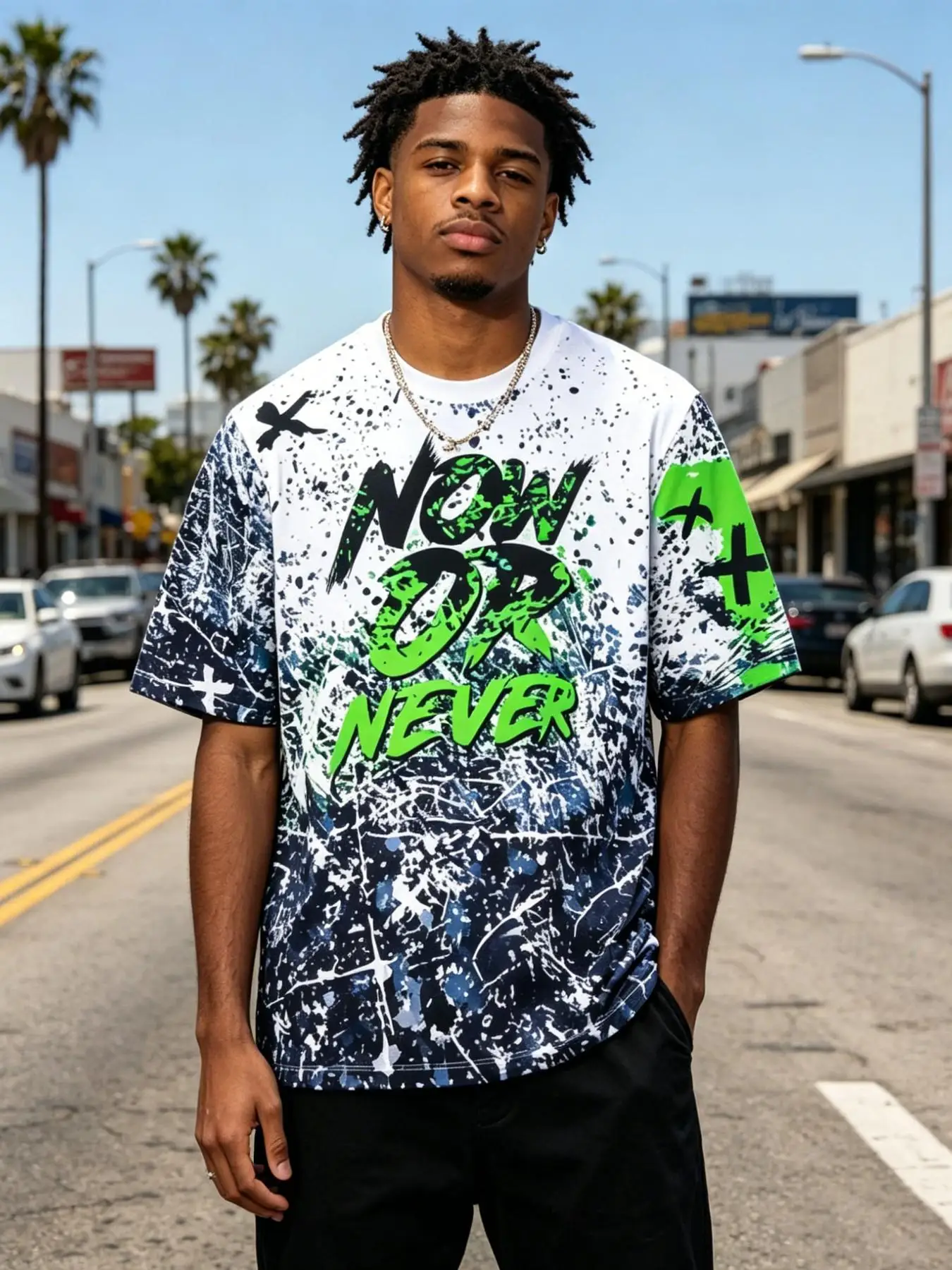 A stylish new casual short-sleeved T-shirt with a hip-hop-inspired round neck, perfect for both men and women.This oversized sum
