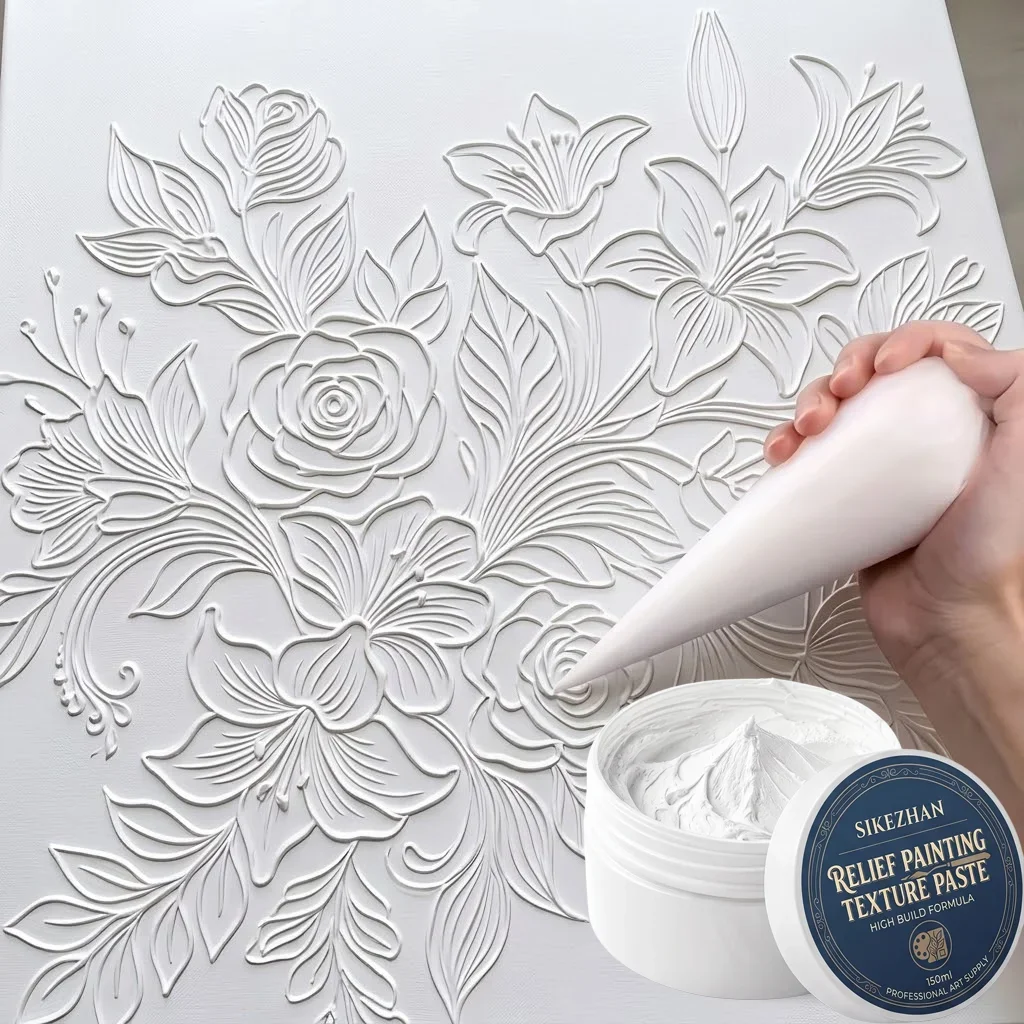 100 Pack Disposable Piping Bags with 150ml High Build Relief Texture Paste for DIY 3D Impasto Canvas Art Wall Craft Decorating