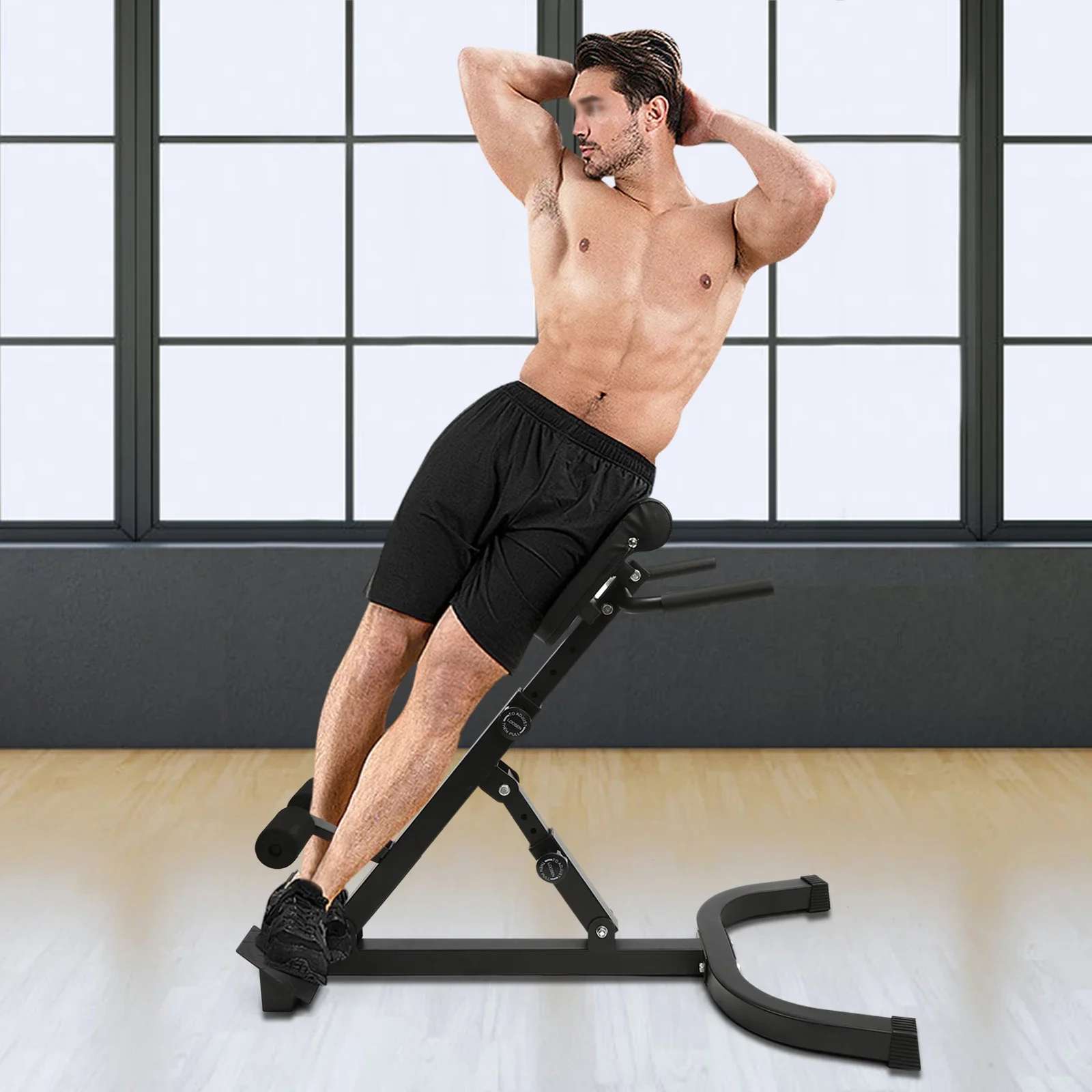 Roman Chair Back Extension Machine, 330LBS Back Extension Roman Chair Abdominal Exercise Equipment, Multi-Functional Hyperextension Back Strength Exercise Bench, w/Rubber Foot Covers, suitable for Home Gym Hotel