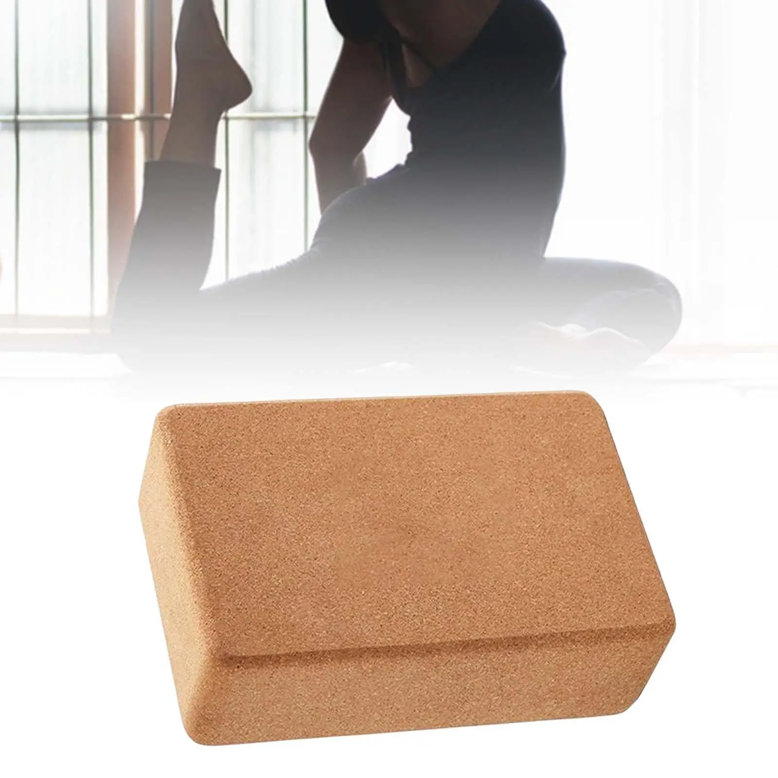 Cork Yoga Block Single Block Body Building High Density Non Slip Supportive Soft for Stretching Fitness Workout Indoor Sports