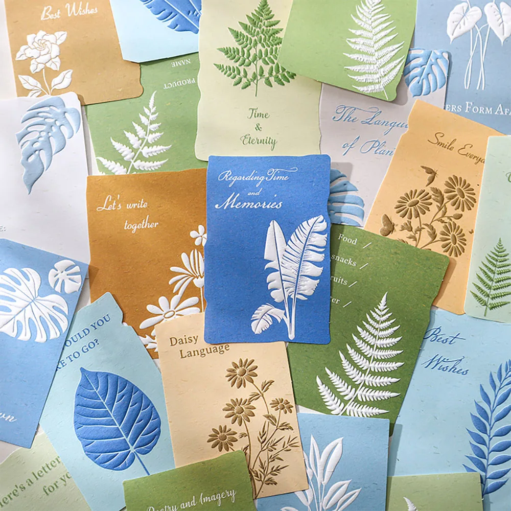 10 sheets Special paper embossed notes, grass and grass poetry notes series, base hand tent collage