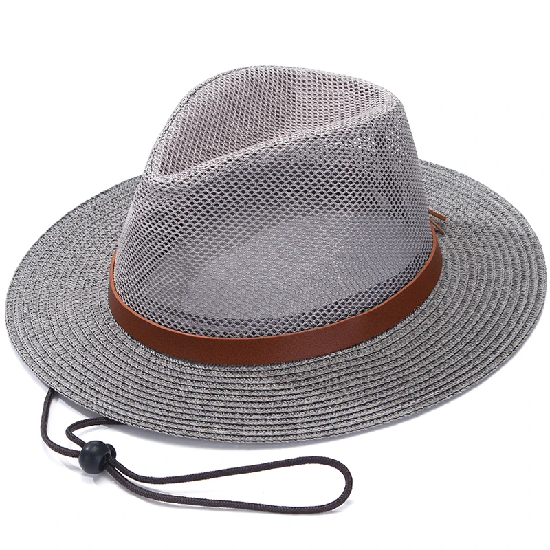 Summer Hat For Man Sun Hat Leisure Outdoor Mesh Formal Hat Breathable And Cool Women Seaside Holiday Wide Brim Sunshade StrawHat