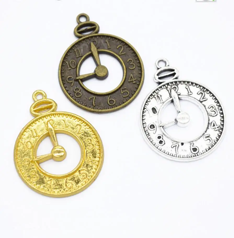 40pcs 32*24mm Vintage Metal Zinc Alloy Mixed Two Clock Pendant Charms Steampunk for Diy Jewelry Making F0674
