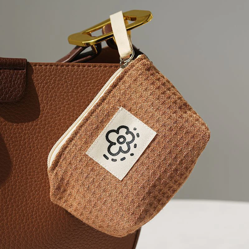 Portamonete giapponese carino semplice portamonete waffle borsa da polso da donna fiore estivo nuova borsa
