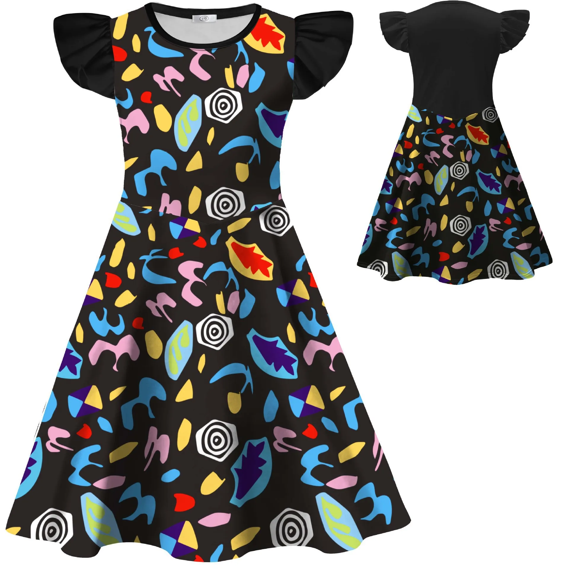 

Летний праздничный костюм для девочек: платье А-силуэта с рукавами-крылышками, повседневное платье с цветочным принтом для детей, для карнавала, дня рождения, Хэллоуина