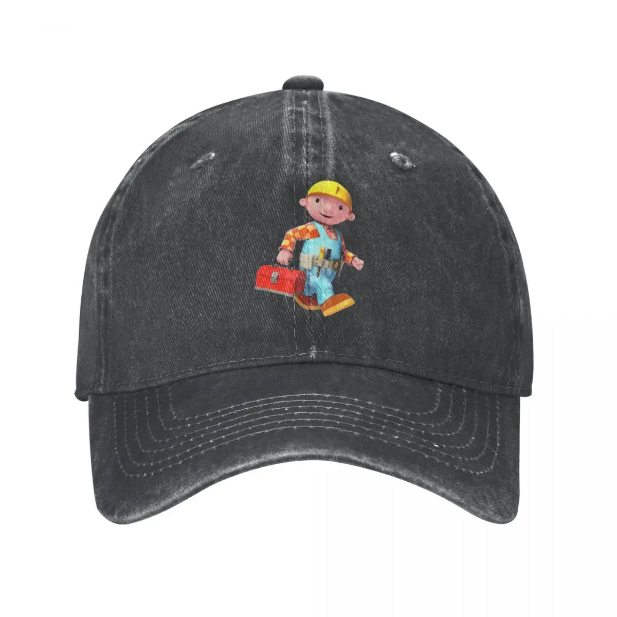 Bob The Builder Baseball Cap Distressed Denim Can We Fix It Toolbox Tractor Headwear Unisex Outdoor Travel Adjustable Hats Cap