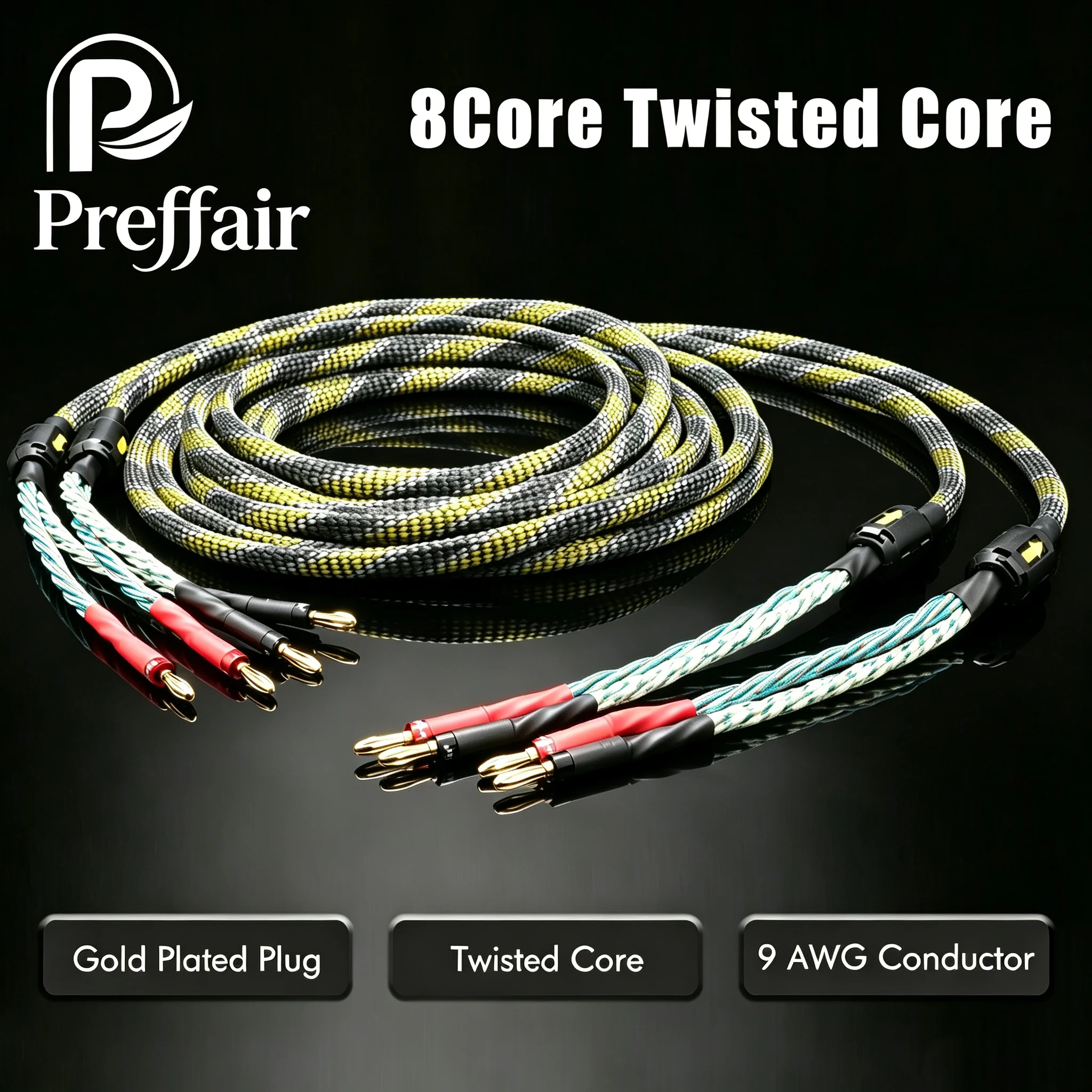 Pair Speaker Cable 9AWG 6N oxygen-free copper speaker cable, professional audio cable, banana head center surround cable