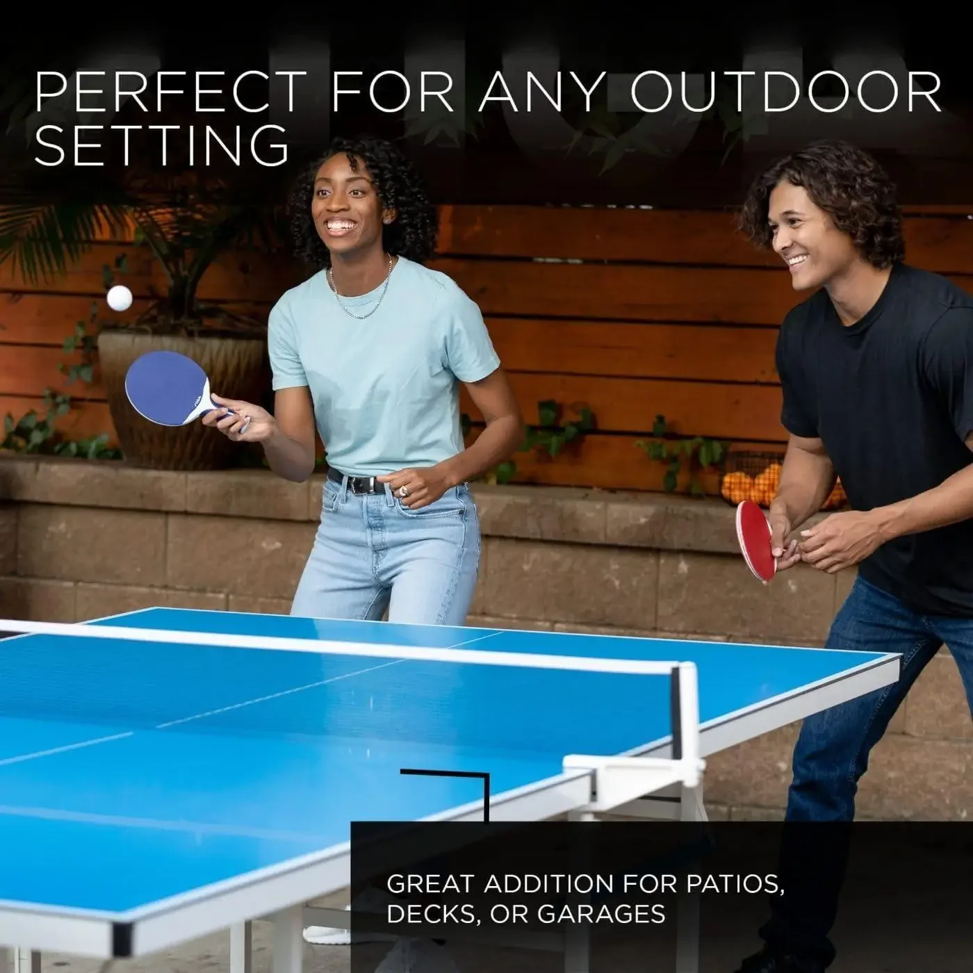 طاولات تنس احترافية للاستخدام الخارجي - تصميم خارجي أو داخلي مقاوم للماء من الألومنيوم لجميع الأحوال الجوية مع شبكة وعمود - 10 دقائق