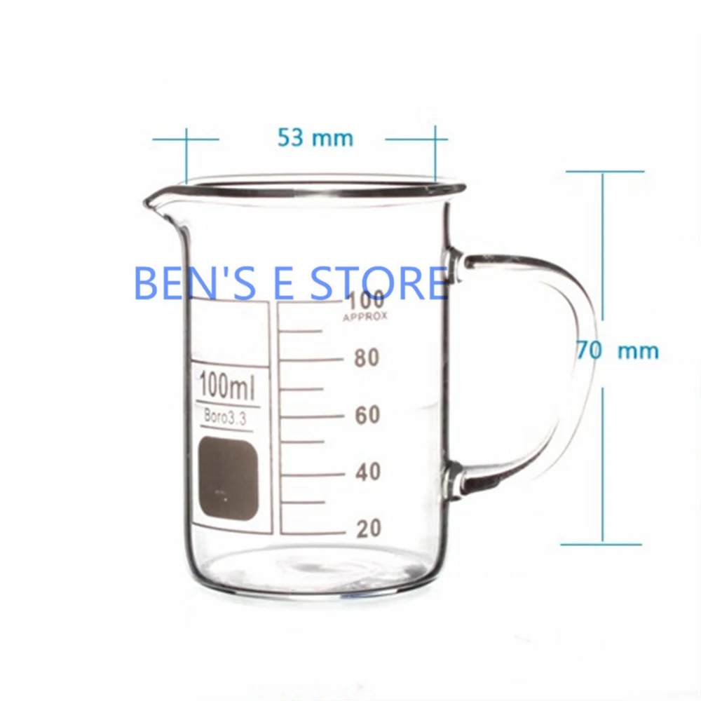 100mL Glass Beaker with Handle New Chemical Lab Glassware Borosilicate Glass 3.3