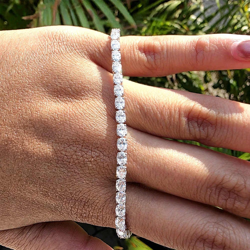 BXINY East West Oval Cut Moissanite Tennis Necklace S925 Silver 0.3-1.5CT Diamond Choker for Women Men Wedding Gift Fine Jewelry - view 2