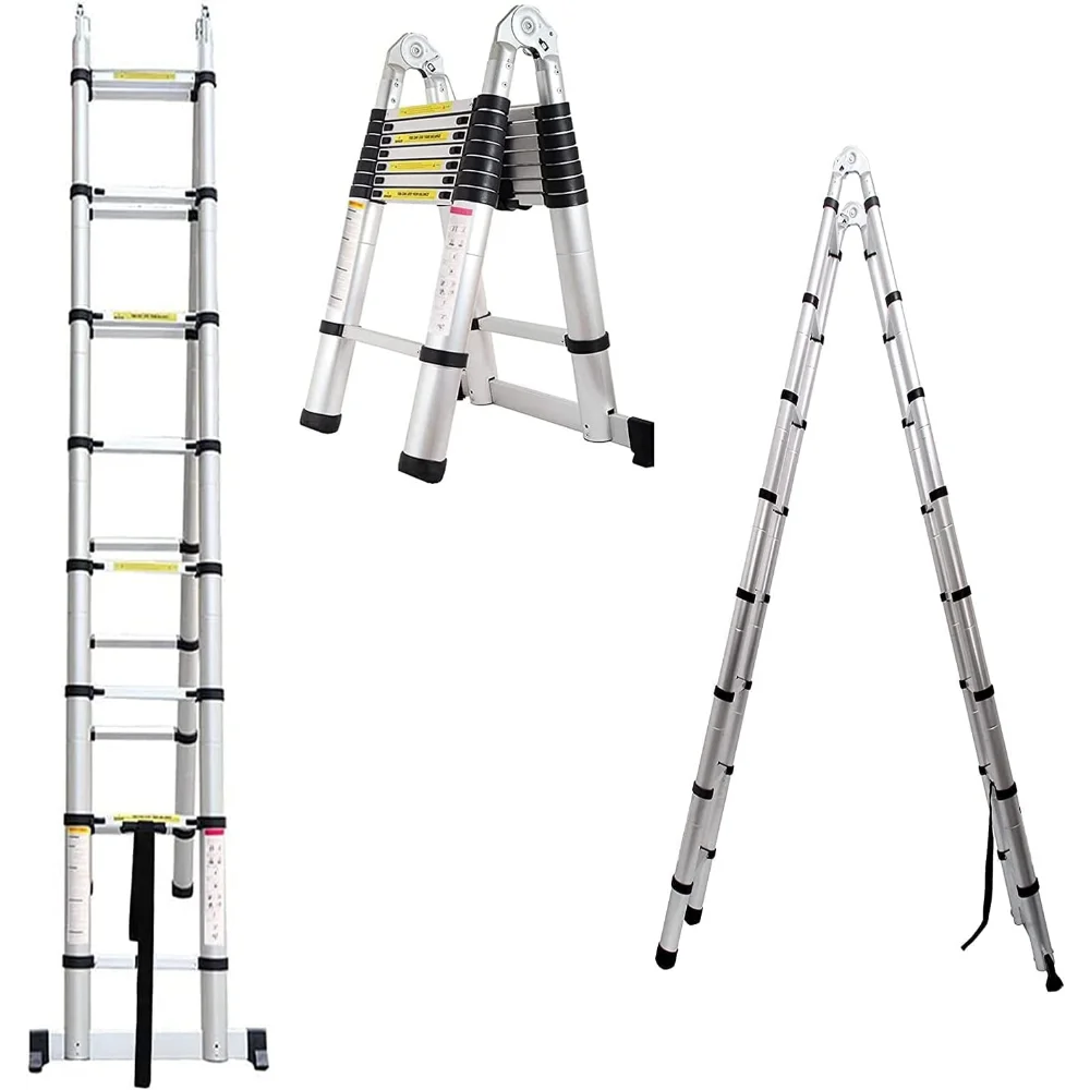 

Telescopic Ladder A Frame Aluminum 12.5ft, Telescoping Ladder for Home, Portable Folding Ladder Lightweight 330lb Load Capacity