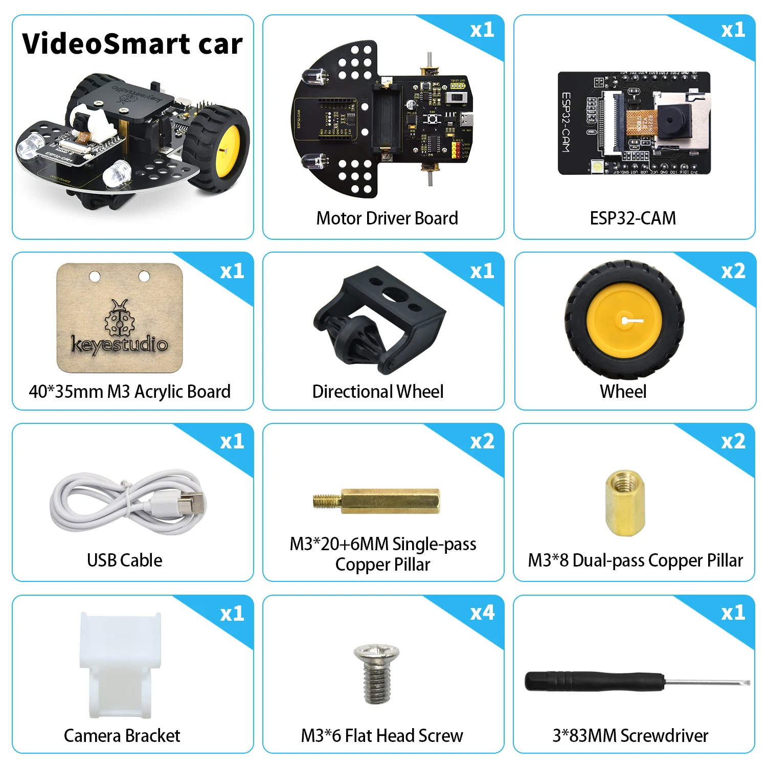 Keyestudio หุ่นยนต์รถยนต์อัจฉริยะมองเห็นกล้อง ESP32-CAM สำหรับ ESP32 Arduino การเขียนโปรแกรมหุ่นยนต์อิเล็กทรอนิกส์รองรับชุดหุ่นยนต์อิเล็กทรอนิกส์