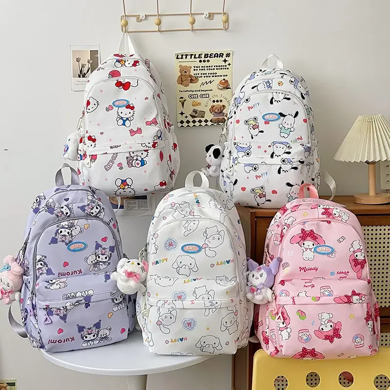 Sanrio Melody Cinnamoroll Babycinnamoroll Hello Kitty All-Match Schoolbag Student Female Graffiti Backpack Waterproof Backpack