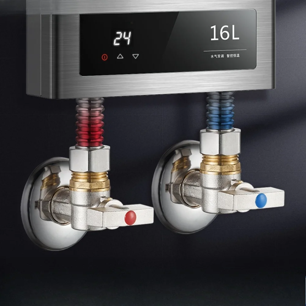 

Brass Hot and Cold Water Inlet Ball Valve G1/2" Bathroom Kitchen Sink Stop Valve Toilet Connection Water Pressure Regulator