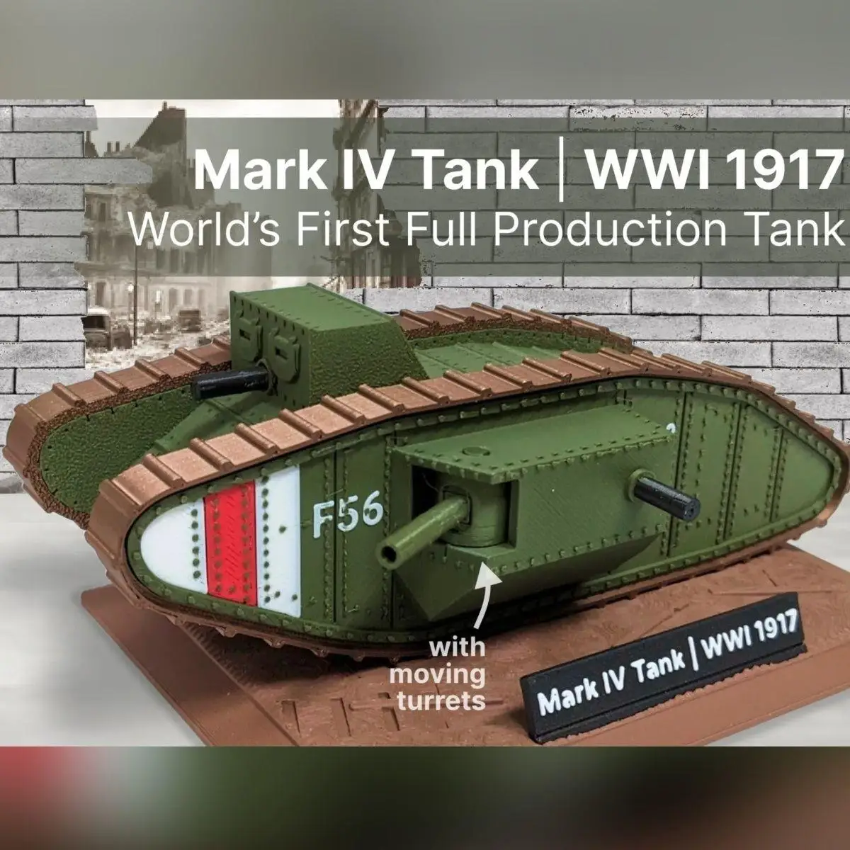 

FANDAO 3D Printing 1:50 Mark Iv Tank Model Mk Iv Tank Model Realistic Military Fan Gift Ornament For Birthday Holiday Boys Gifts